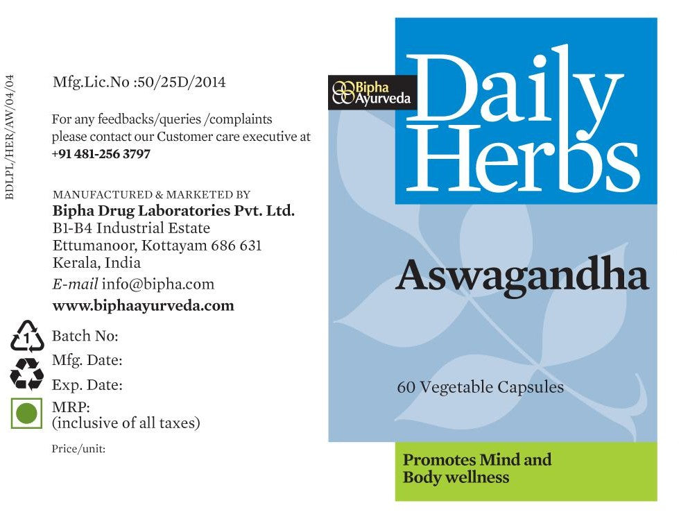 Aswagandha-Pure Aswagandha extract Veg Capsule- Mind & Body Tonic , Vitality , Reduce Stress & Anxiety