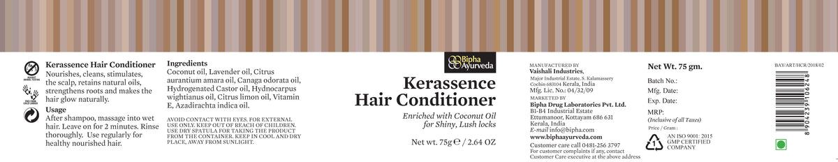 Hair conditioner label panel on jar with barcode and ingredient text
