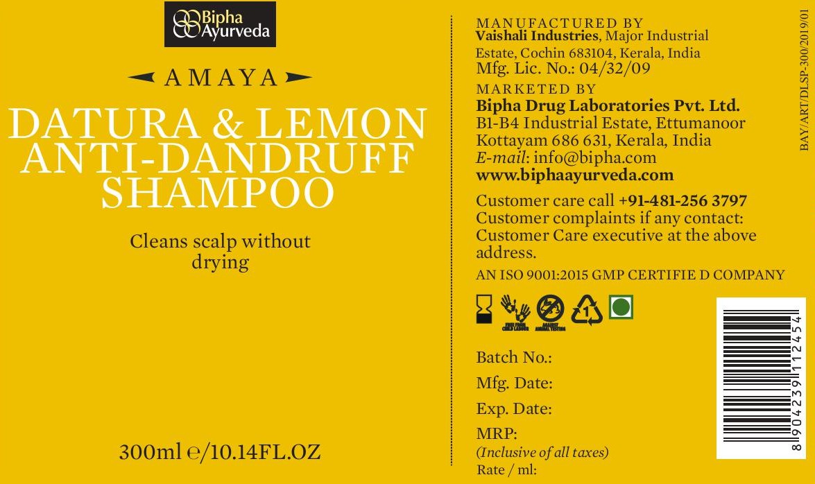 Anti-dandruff shampoo bottle label panel with barcode and 300 ml volume