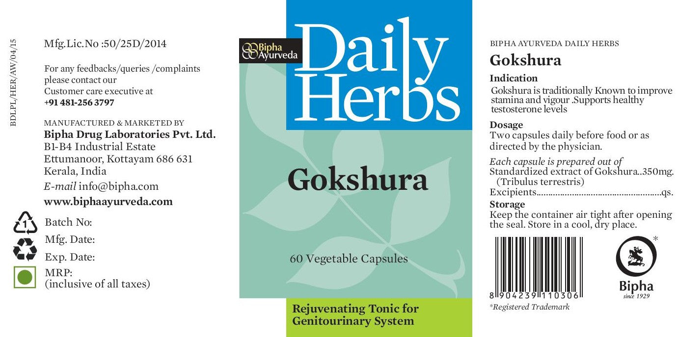 Gokshura -Pure Gokshura ( Tribulus Terrestriis) Extracts 60 Veg Capsule Men's Wellness Supplement ,Vitality & Vigour ,Natural Bio stimulant