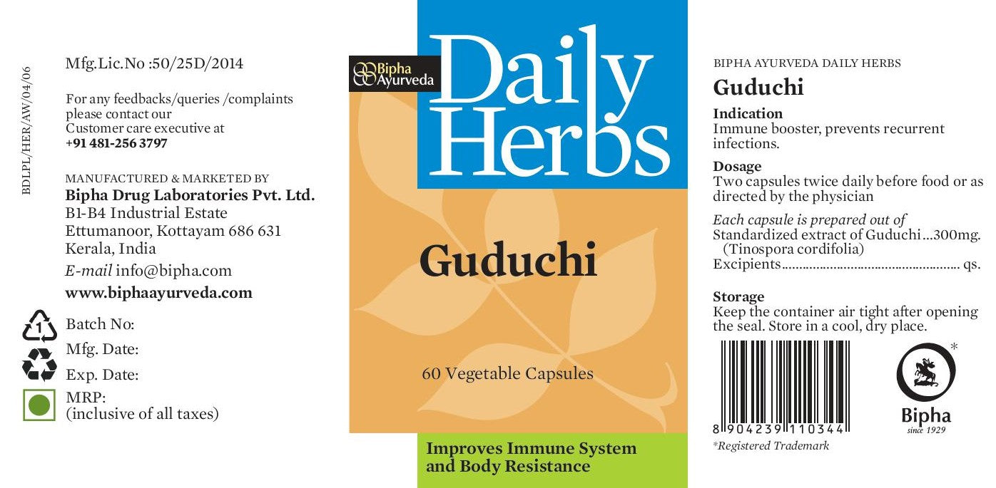 Guduchi (Giloy) Pure herbal Immunity Wellness 60 Veg Capsules