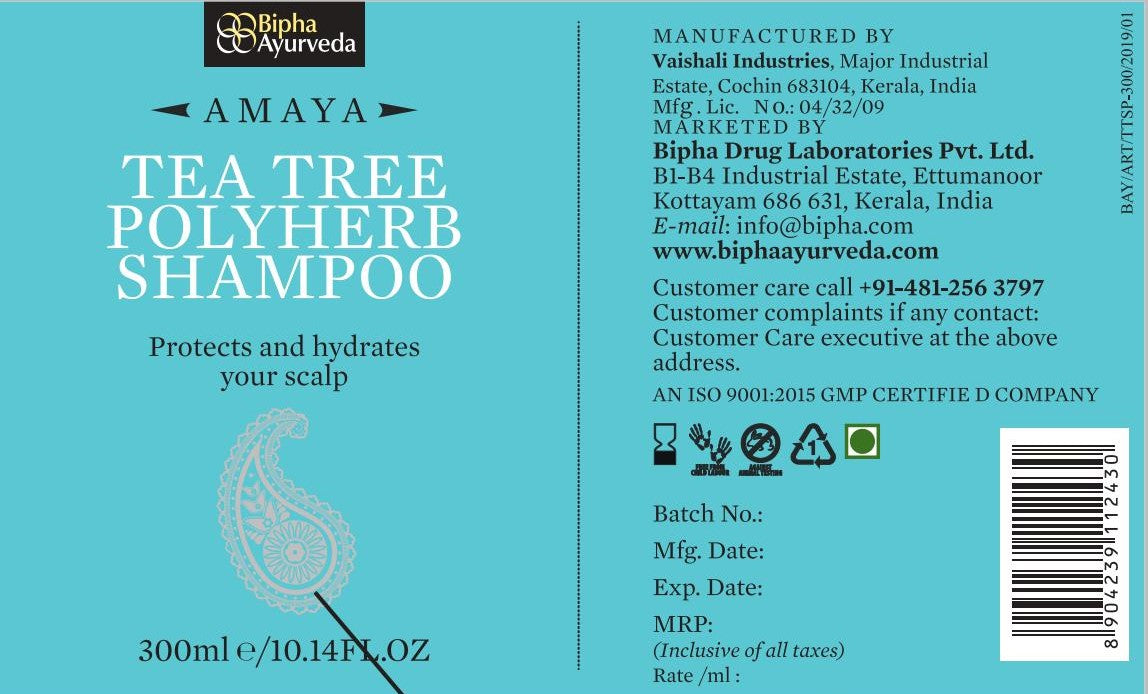 Tea Tree Polyherb Shampoo - Protects and hydrates your scalp 300 ml