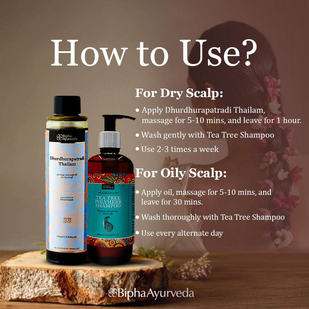 Bipha Ayurveda Dandruff Care Bundle - Oil + Shampoo Combo