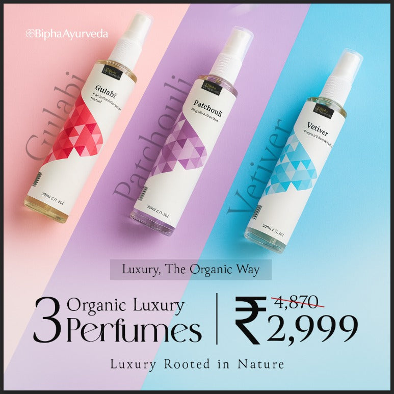 3-in-1 Parijata Perfume Collection (Gulabi, Vetiver & Patchouli) at just ₹2999.