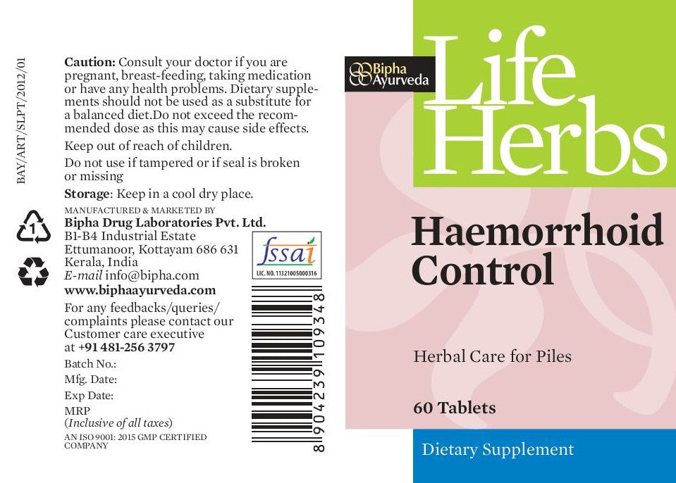 Haemorrhoid Control Herbal Supplement for Piles 60 Tablet