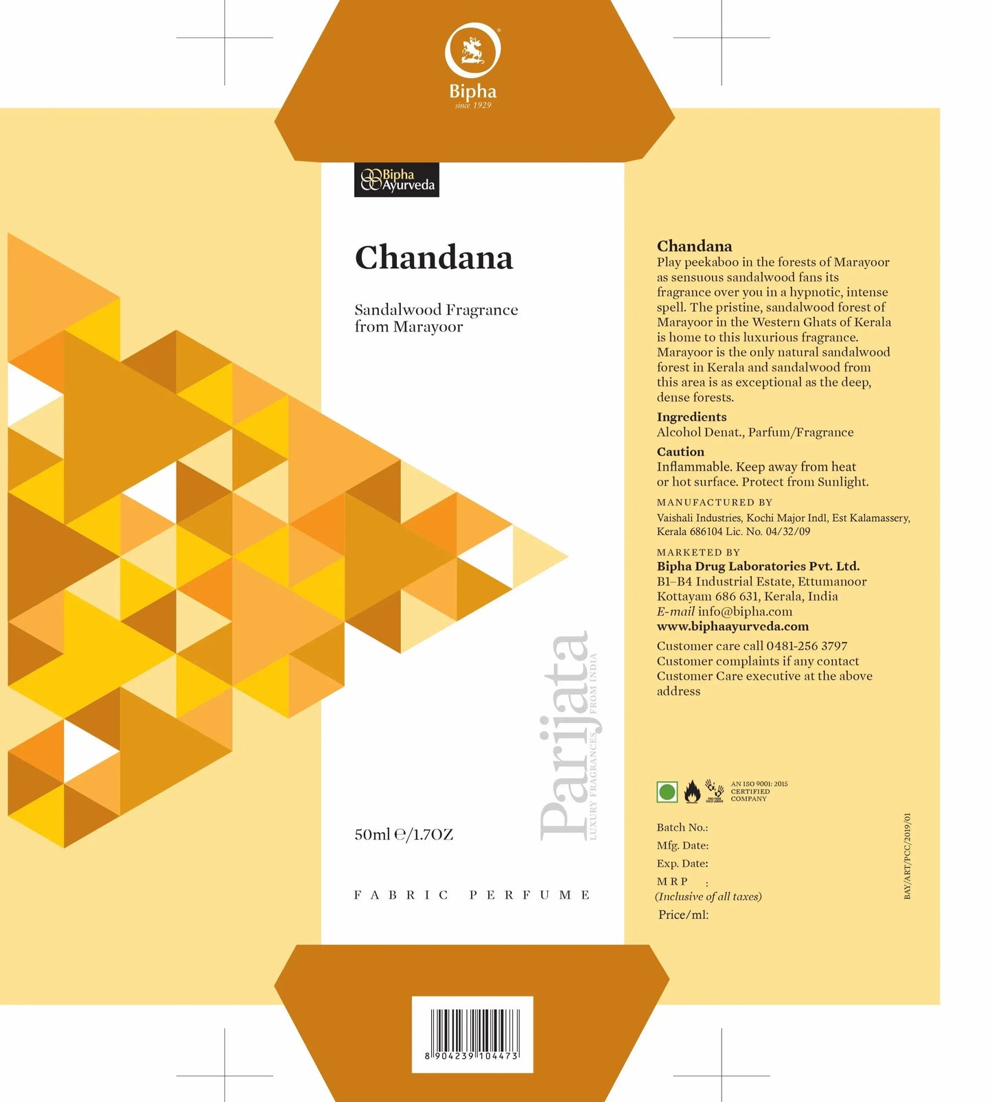 Parijata Chandana-Sandalwood Fragrance from Marayoor 50 ml