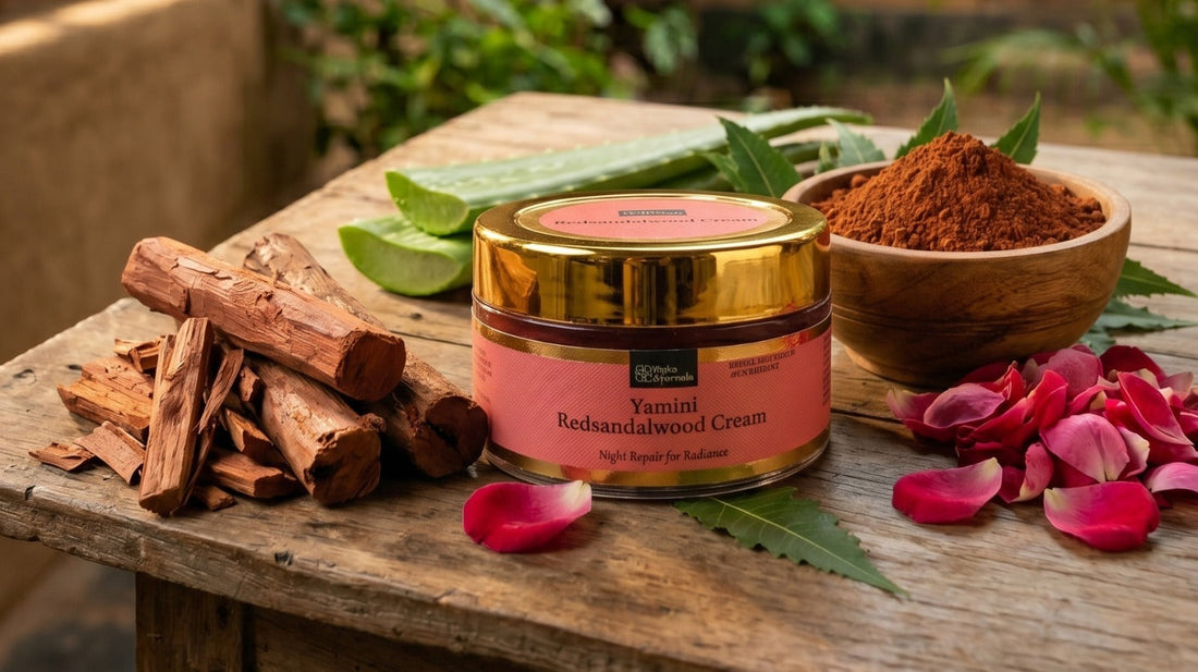 What are the benefits of red sandalwood for the face, and is it safe for all skin types?