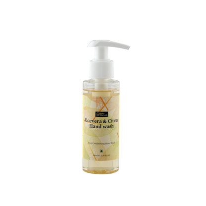 Hand wash bottle with pump, front label on clear bottle with yellow gel