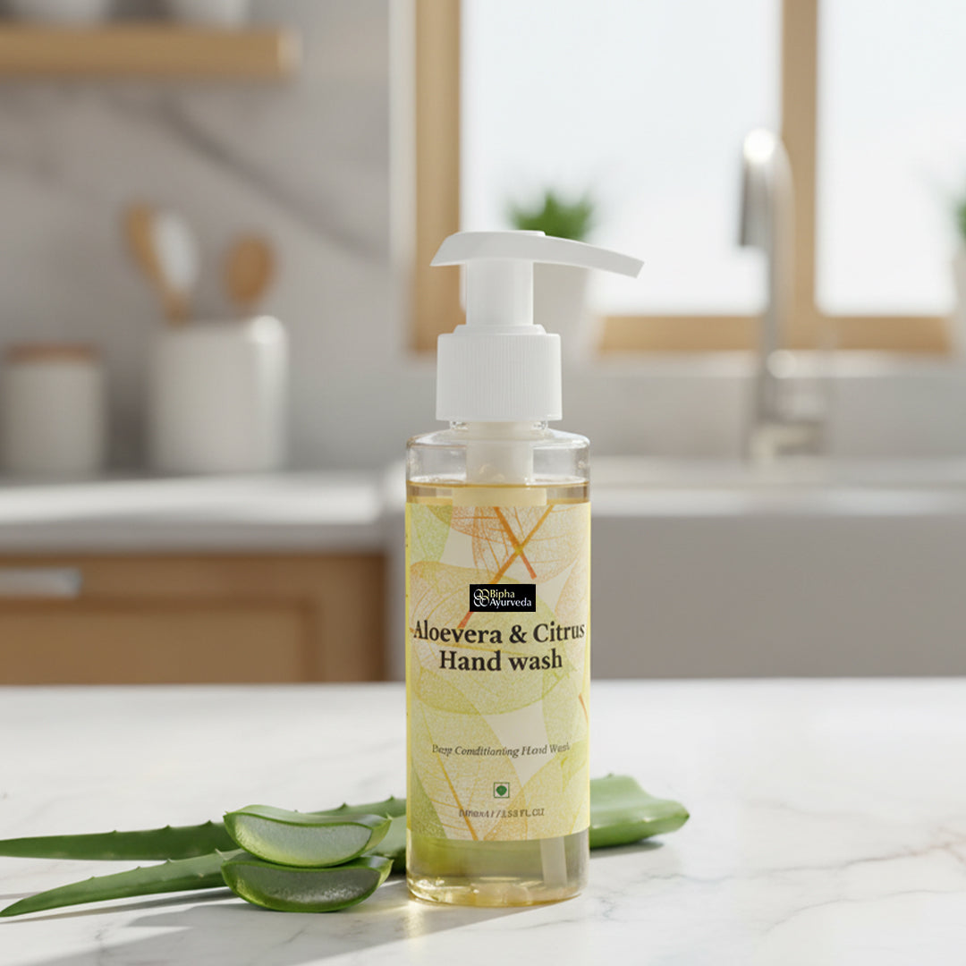 Hand wash bottle with pump, clear bottle with aloe & citrus front label