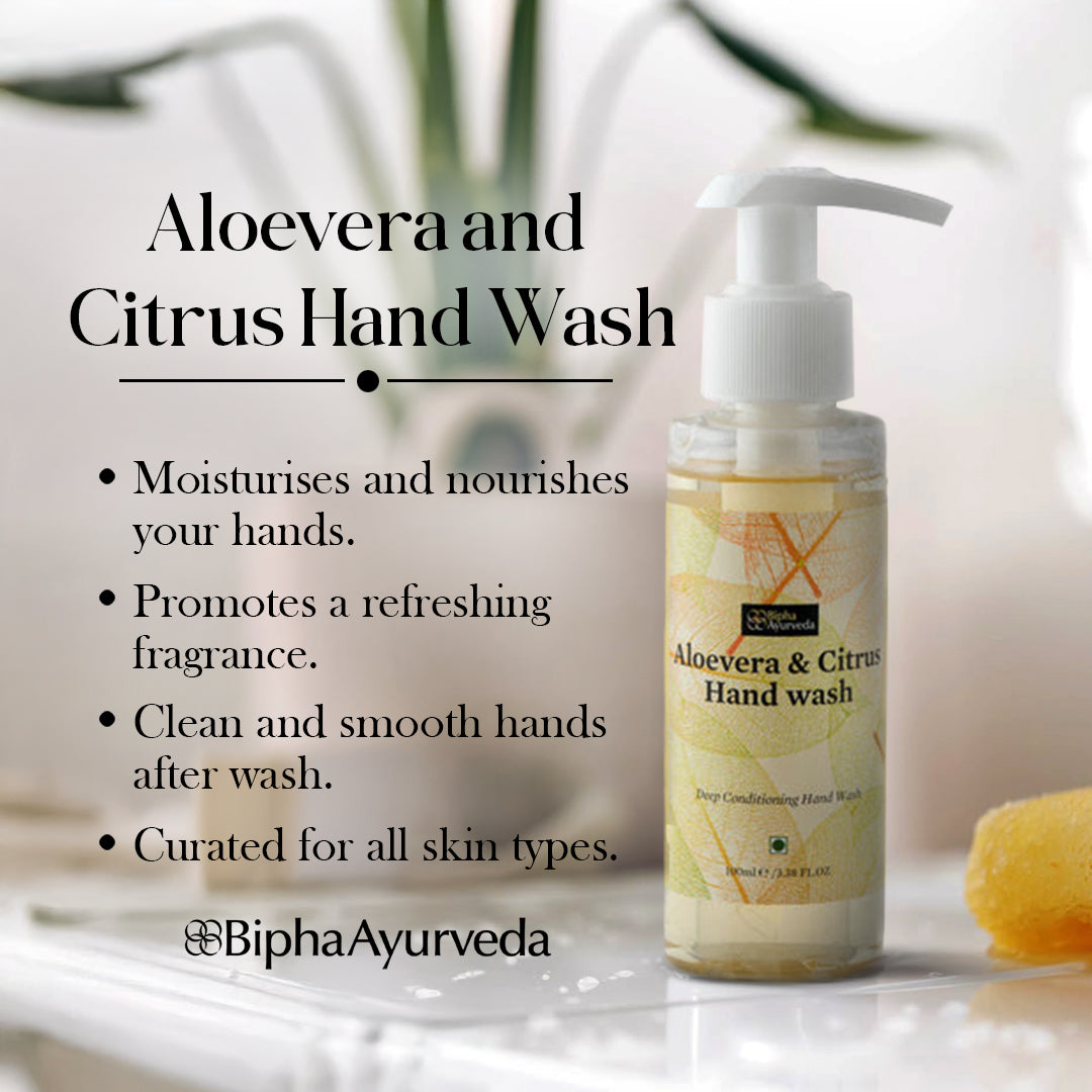 Hand wash bottle with pump, clear yellow gel and aloe & citrus front label, 90 ml