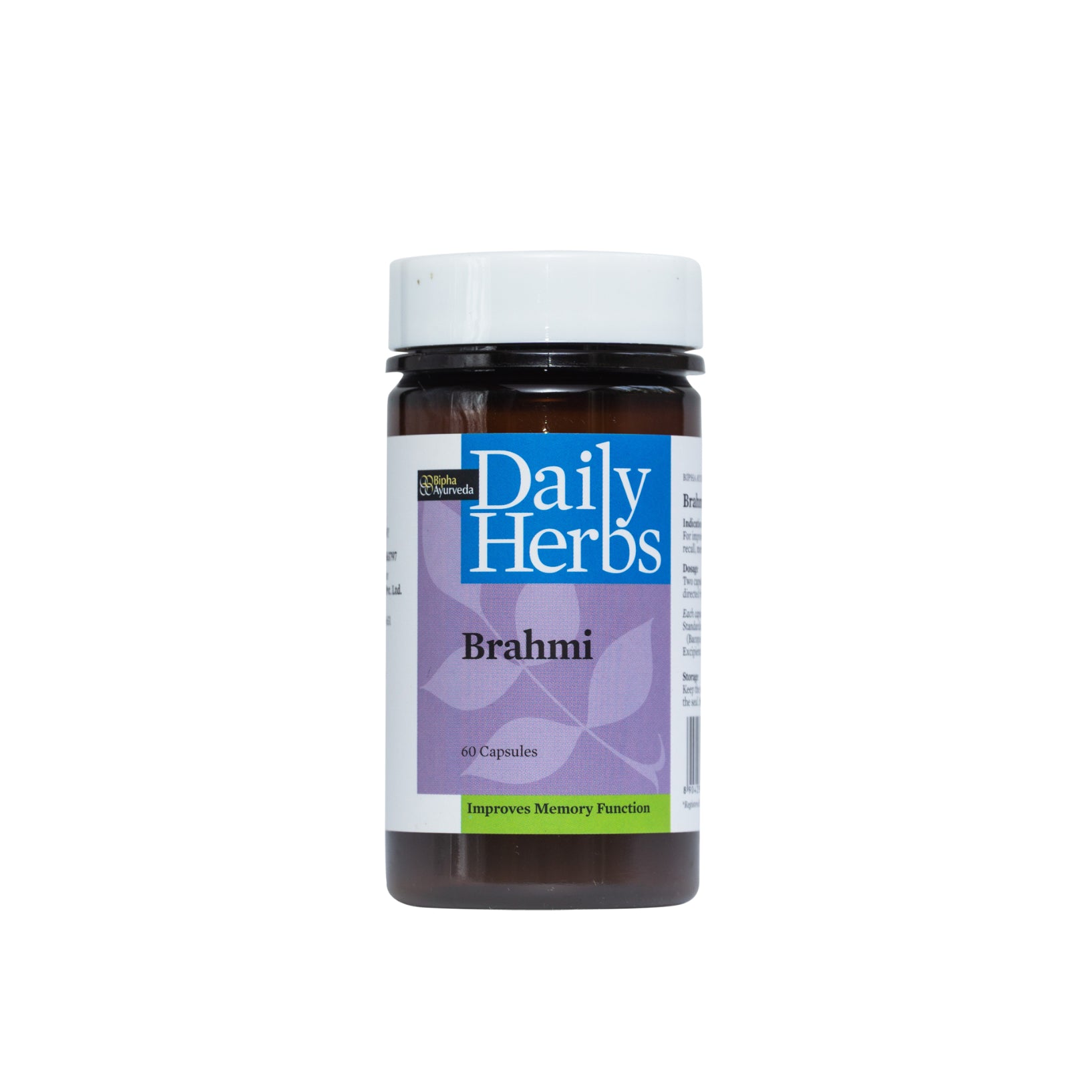 Daily Herbs Brahmi bottle with white cap and purple front label