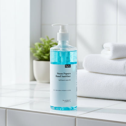 Bipha Neem and papaya 70% Alcohol Hand Sanitizer with goodness of Neem and Papaya .Kills 99.9% germs 500 ml