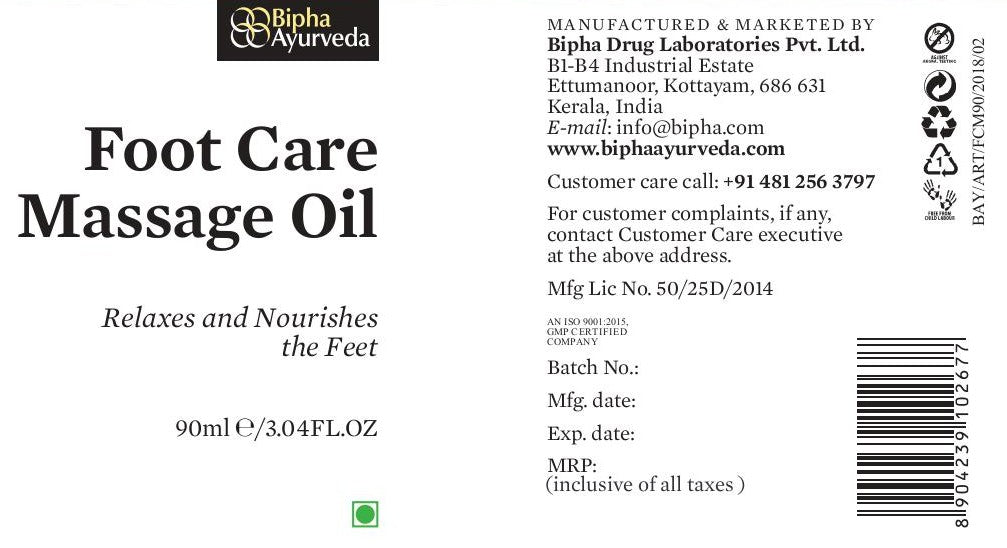Massage oil product label panel with bottle and printed batch details