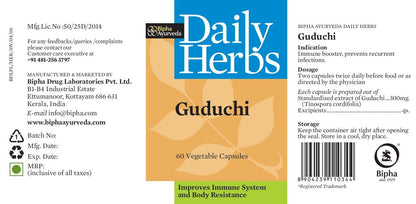Guduchi (Giloy) Pure herbal Immunity Wellness 60 Veg Capsules