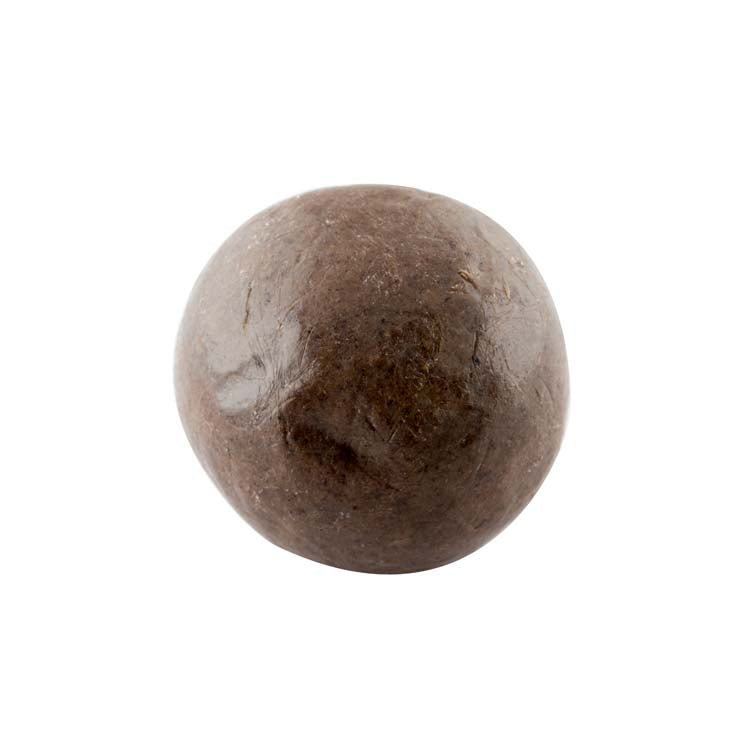 Brown herbal bath soap ball, smooth rounded shape