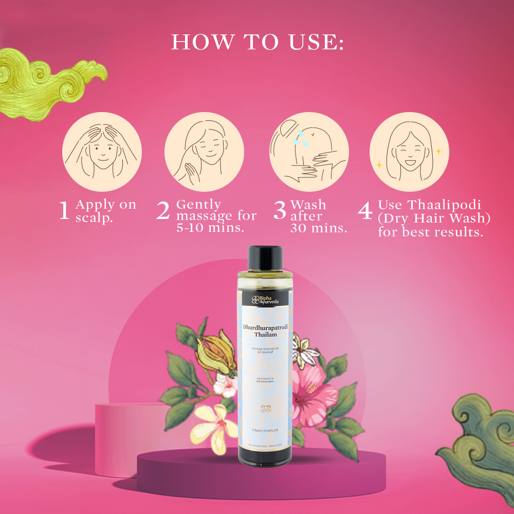 Dhurdhurapathradi Ayurveda oil - Traditional ayurveda recipe for dandruff control and healthy scalp . 100 % Natural formulation- 175ml