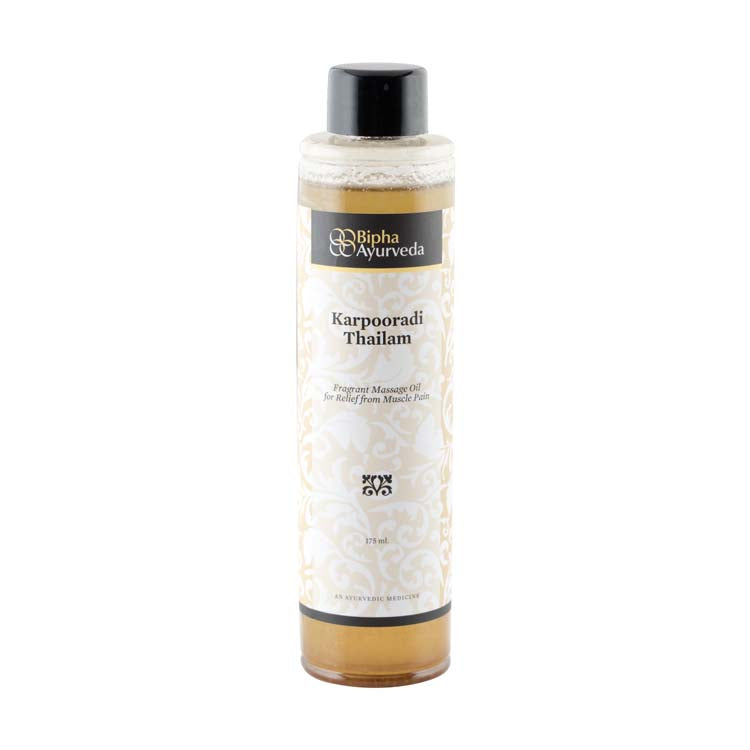 Karpooradi Thailam - A traditional Ayurveda oil to relieve stiffness and to improve circulation made from pure Camphor (175 ml)