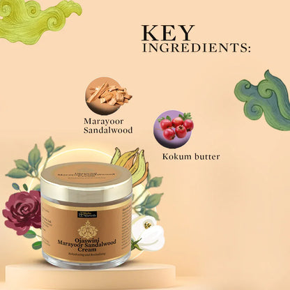 Ojaswini Marayoor Sandalwood Cream-A rich textured cream for Nourished& Smooth skin with the Pure Extracts of Sandalwood. Natural Moisturizer for Dry Skin - 35gm