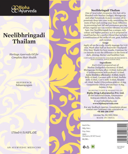 Neelibringhadi Thailam- Ayurveda hair oil for long and lustrous hair 175 ml