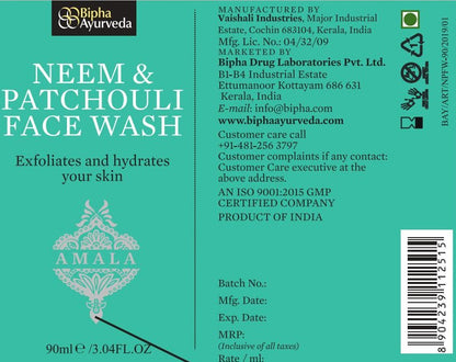 Neem & Patchouli Face Wash-Protects and hydrates your skin 90 ml