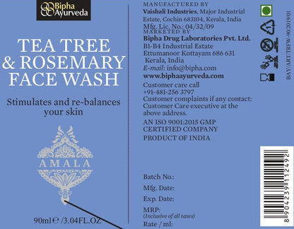 Tea Tree & Rosemary Face Wash - Gently cleanses, heals and protects your skin (90 ml)