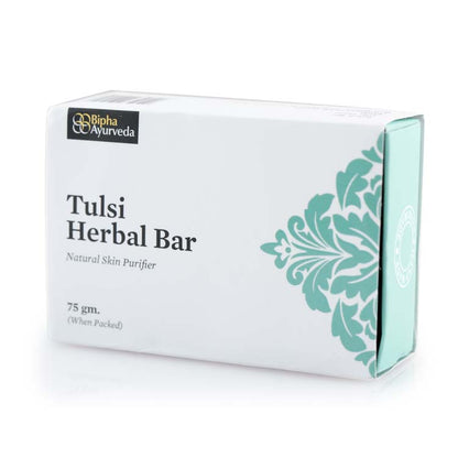 Herbal bar soap box front in white with green floral panel, 75 g