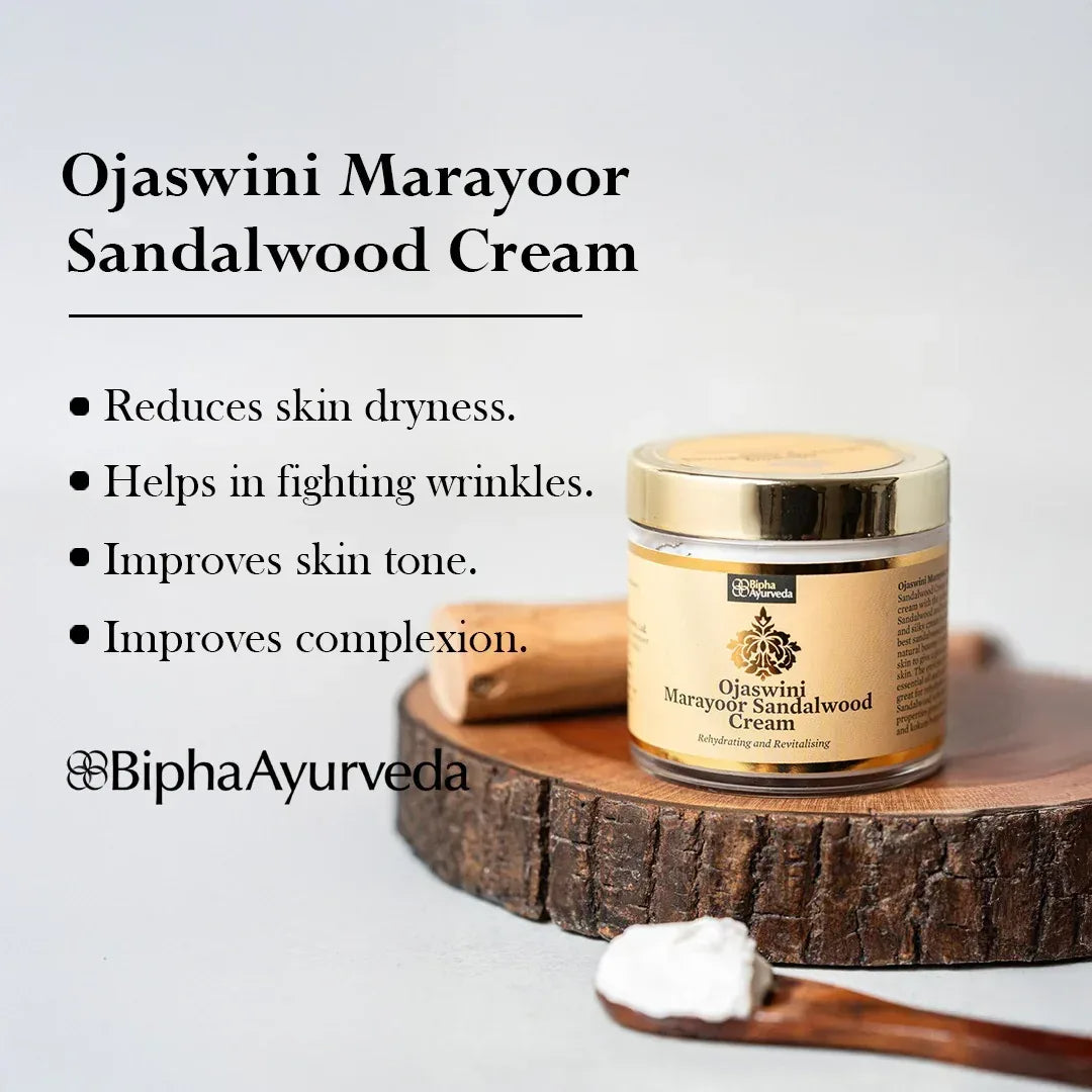 Ojaswini Marayoor Sandalwood Cream-A rich textured cream for Nourished& Smooth skin with the Pure Extracts of Sandalwood. Natural Moisturizer for Dry Skin