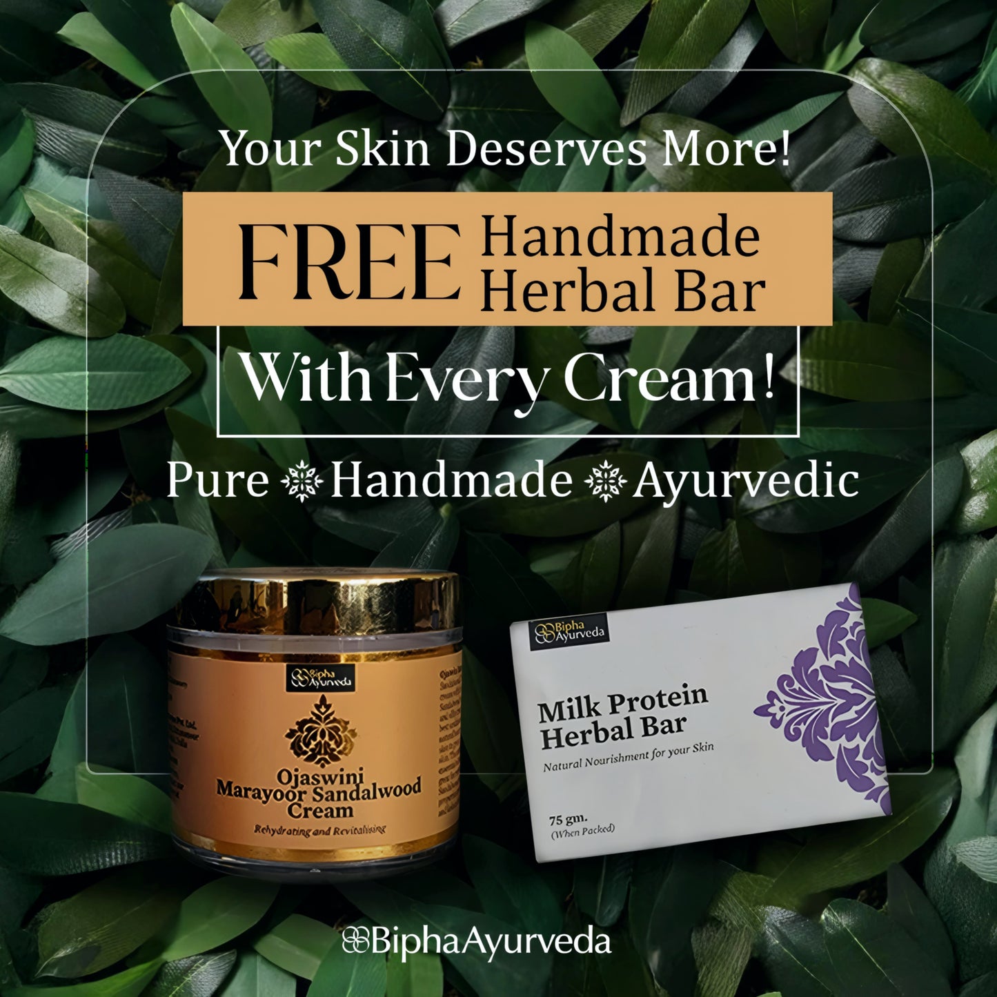 Ojaswini Marayoor Sandalwood Cream-A rich textured cream for Nourished& Smooth skin with the Pure Extracts of Sandalwood. Natural Moisturizer for Dry Skin 75 gm