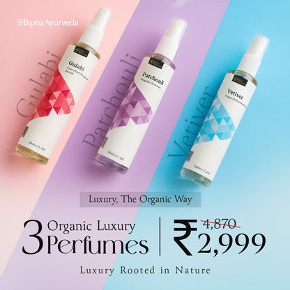3-in-1 Parijata Perfume Collection (Gulabi, Vetiver & Patchouli) at just ₹2999.