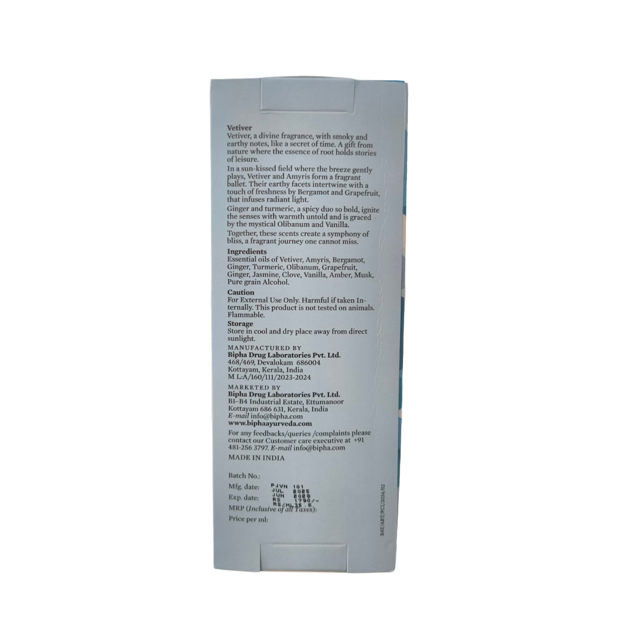 Parijata Vetiver   Fragrance from Tamilnadu 50 ml