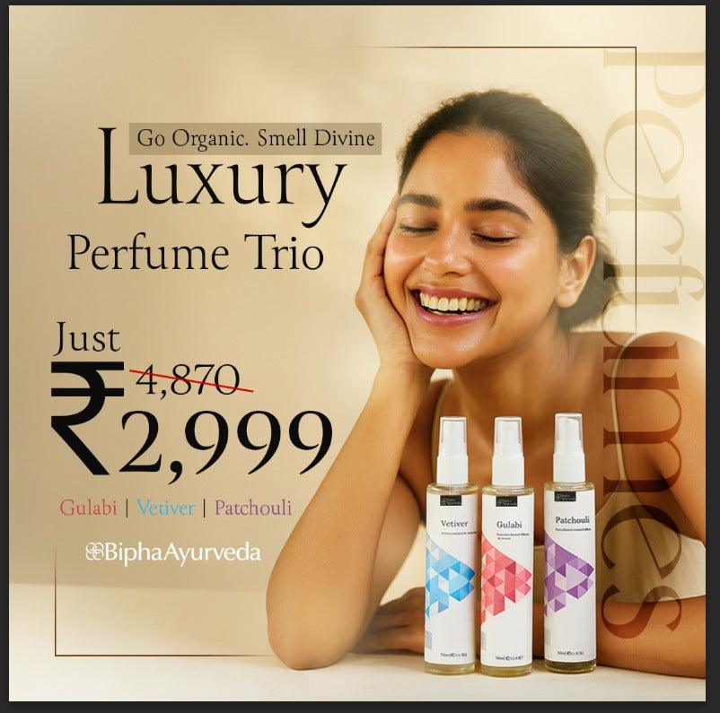3-in-1 Parijata Perfume Collection (Gulabi, Vetiver & Patchouli) at just ₹2999.