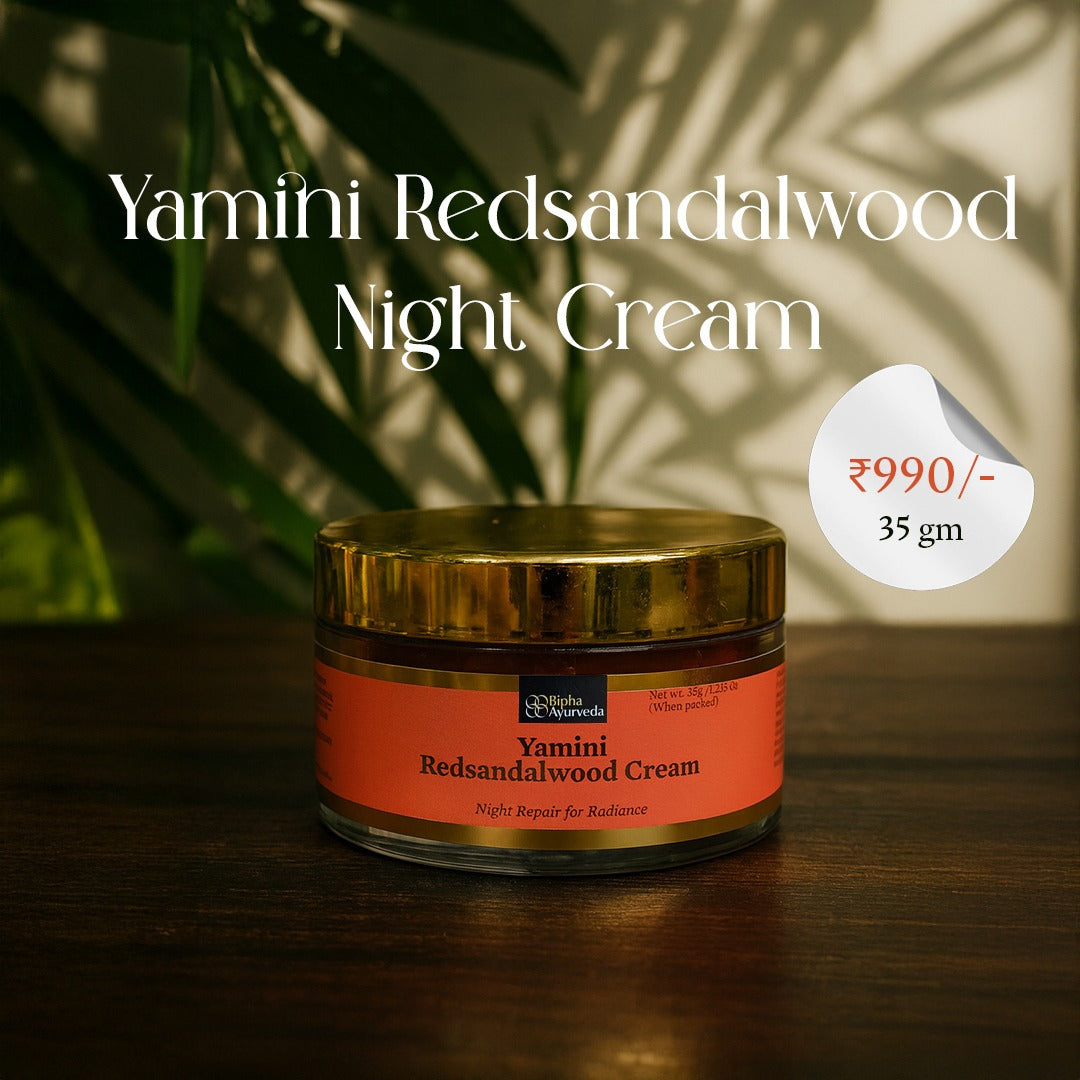 Yamini Redsandalwood Night Cream for Flawless Youthful Skin enriched with Natural Butters, Essential oils and Pure Active Herbs - 35gm
