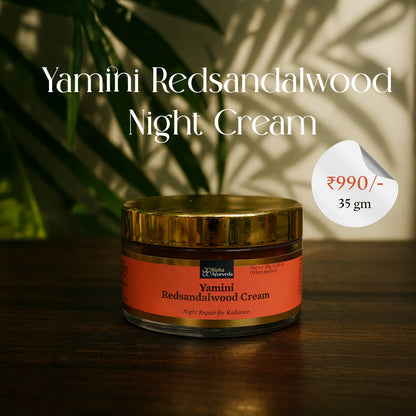 Yamini Redsandalwood Night Cream for Flawless Youthful Skin enriched with Natural Butters, Essential oils and Pure Active Herbs - 75gm