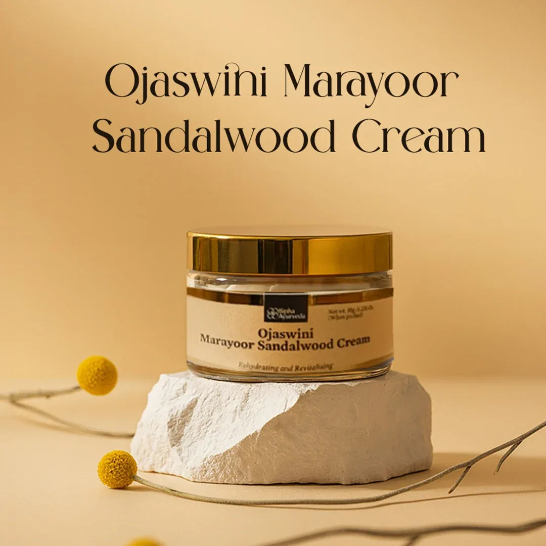 Ojaswini Marayoor Sandalwood Cream-A rich textured cream for Nourished& Smooth skin with the Pure Extracts of Sandalwood. Natural Moisturizer for Dry Skin - 35gm
