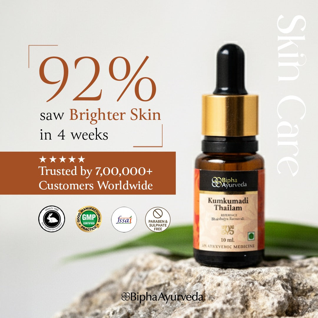 Kumkumadi Thailam-Ayurvedic Beauty Serum for Radiant Skin.Made from Pure concentrated Kashmir saffron & other exotic herbs to enhance skin tone