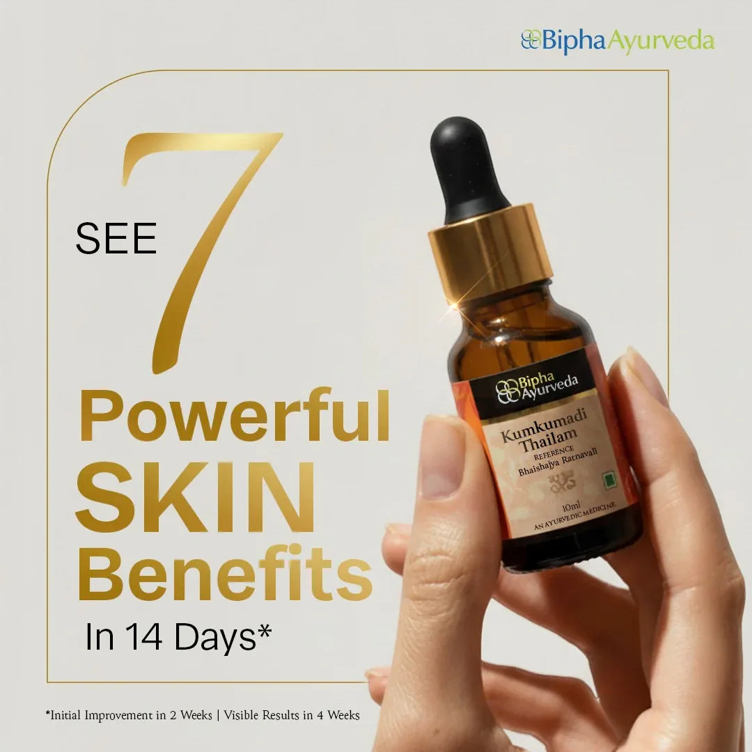 Kumkumadi Thailam-Ayurvedic Beauty Serum for Radiant Skin.Made from Pure concentrated Kashmir saffron & other exotic herbs to enhance skin tone