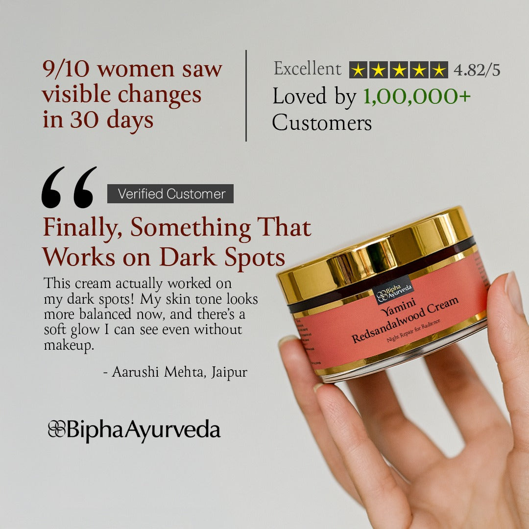 Yamini Redsandalwood Night Cream for Flawless Youthful Skin enriched with Natural Butters, Essential oils and Pure Active Herbs