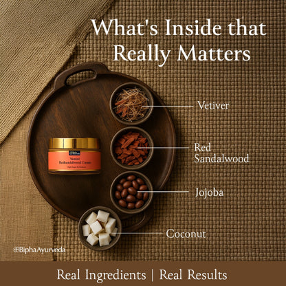 Yamini Redsandalwood Night Cream for Flawless Youthful Skin enriched with Natural Butters, Essential oils and Pure Active Herbs - 75gm