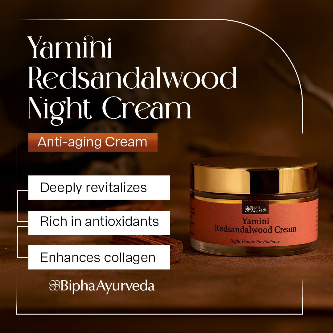 Yamini Redsandalwood Night Cream for Flawless Youthful Skin enriched with Natural Butters, Essential oils and Pure Active Herbs - 75gm