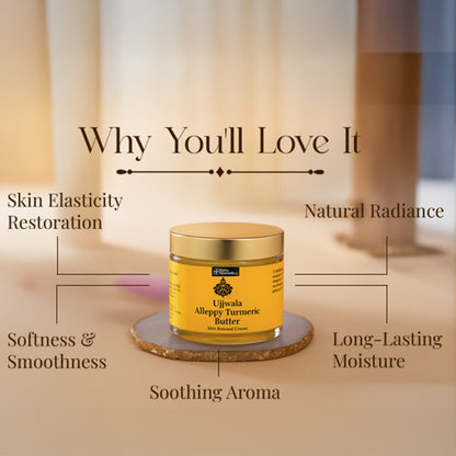Ujjwala Alleppy Turmeric Body Butter, Hydrating Moisturizing Skin Cream - 75gm