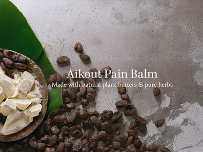 Aikout Pain Balm for Joint pain aches & sprains. Made with natural plant butters & pure herbs. Free from synthetic colours & fragrances 20 gm