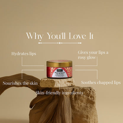 Rose & Neroli Lip Butter - Moisturizes, Nourishes and Hydrates Lips 10 gm