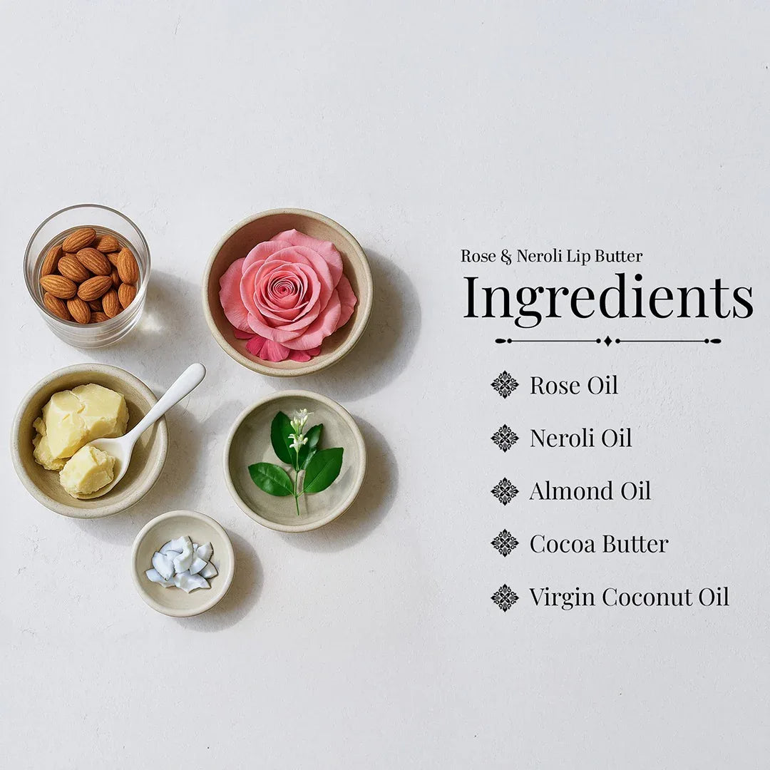 Rose & Neroli Lip Butter - Moisturizes, Nourishes and Hydrates Lips 10 gm