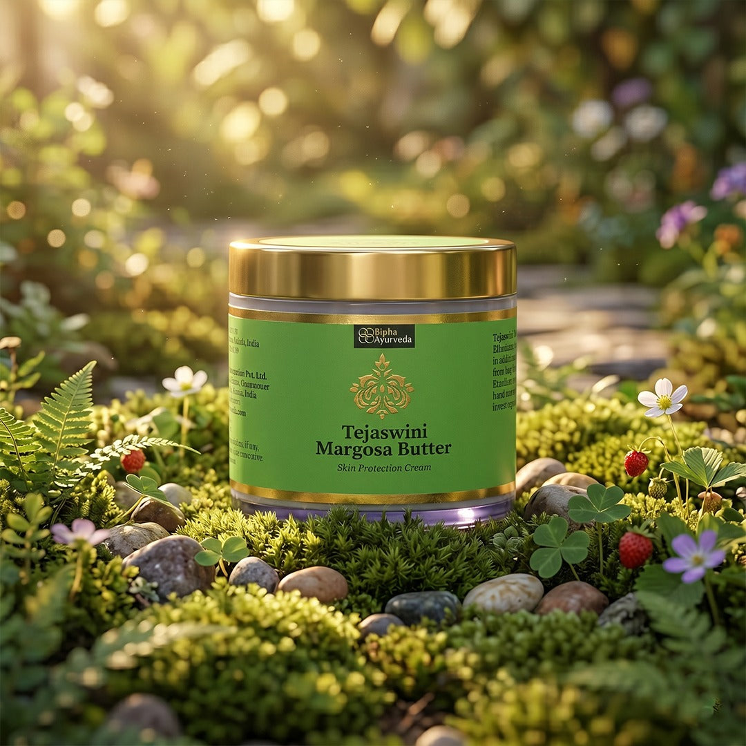 Tejaswini Margosa Neem Butter skin protection cream jar with gold lid