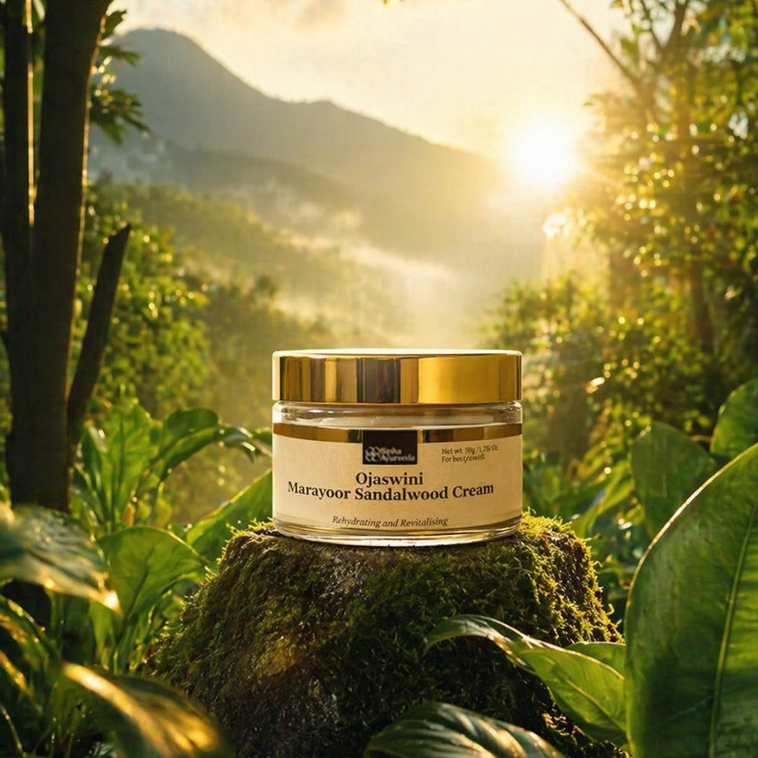 Ojaswini Marayoor Sandalwood Cream-A rich textured cream for Nourished& Smooth skin with the Pure Extracts of Sandalwood. Natural Moisturizer for Dry Skin - 35gm
