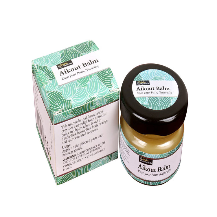 Aikout Pain Balm for Joint pain aches & sprains. Made with natural plant butters & pure herbs. Free from synthetic colours & fragrances 20 gm