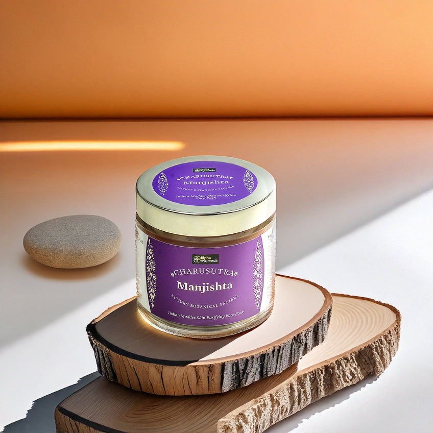 Face pack jar with purple label and gold rim, cream container and metal lid