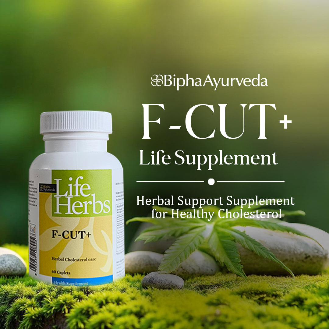 F-CUT+ Life Herbs herbal support supplement bottle with label, 60 caplets