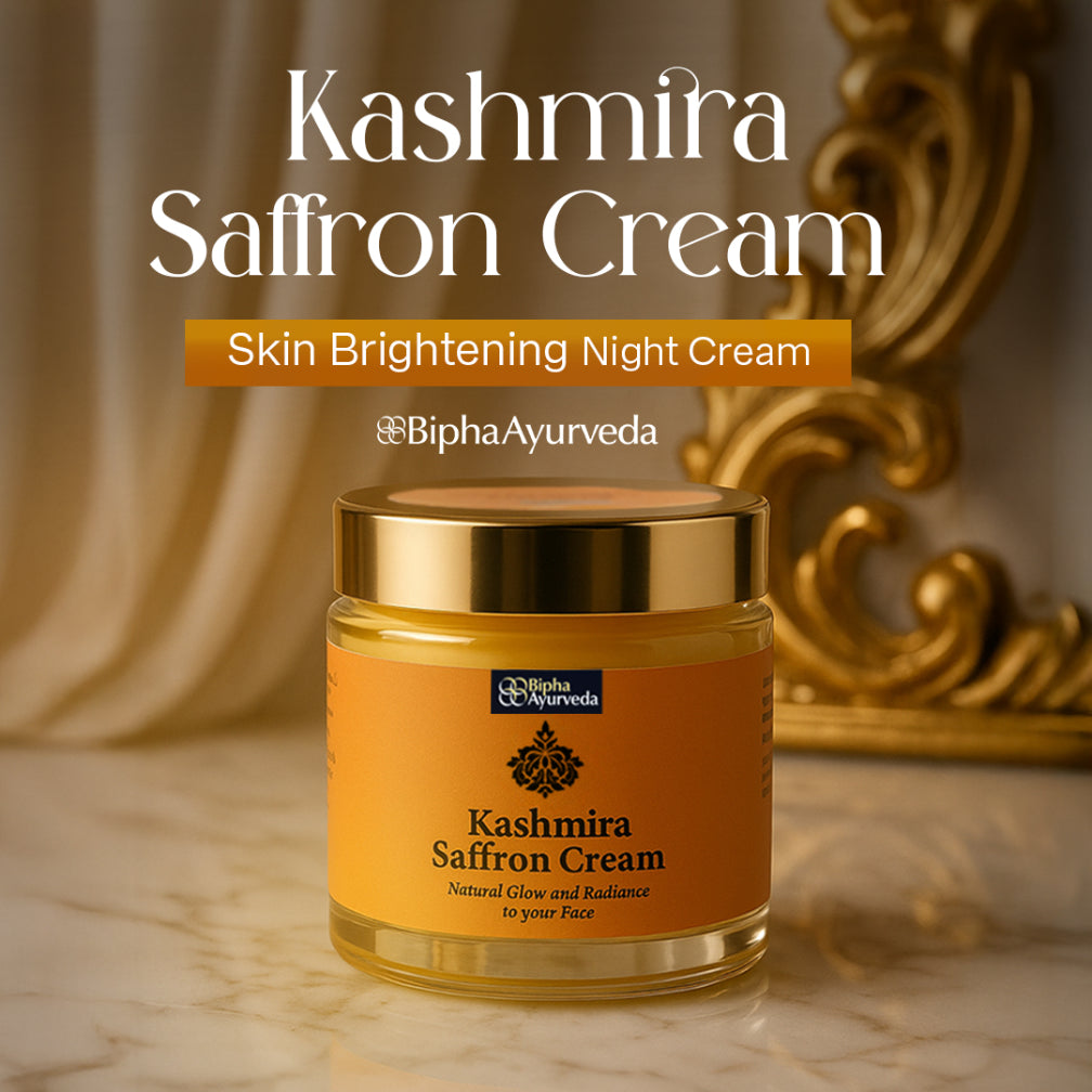 Saffron night cream jar with gold lid and amber jar
