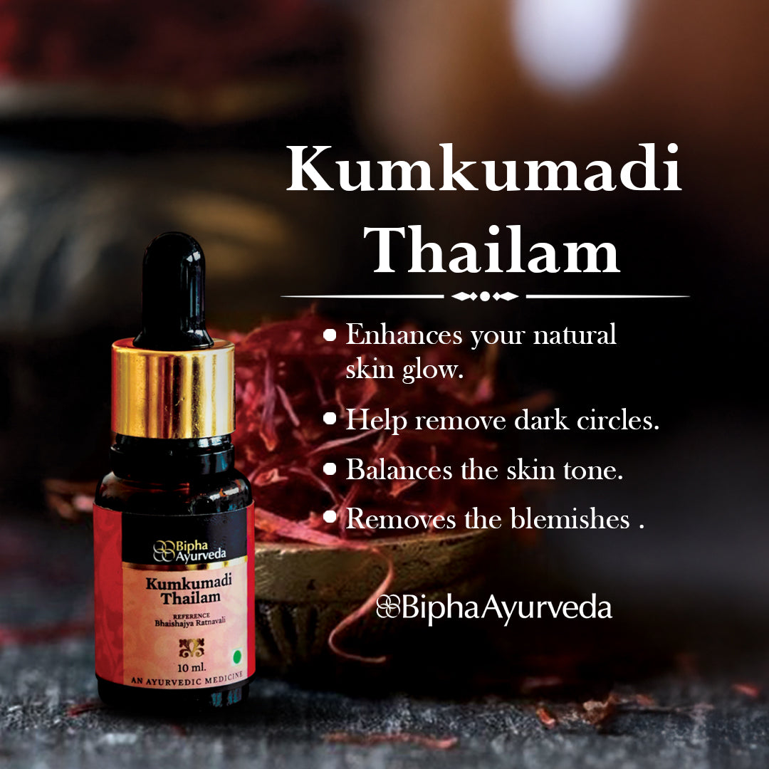 Kumkumadi Thailam-Ayurvedic Beauty Serum for Radiant Skin.Made from Pure concentrated Kashmir saffron & other exotic herbs to enhance skin tone